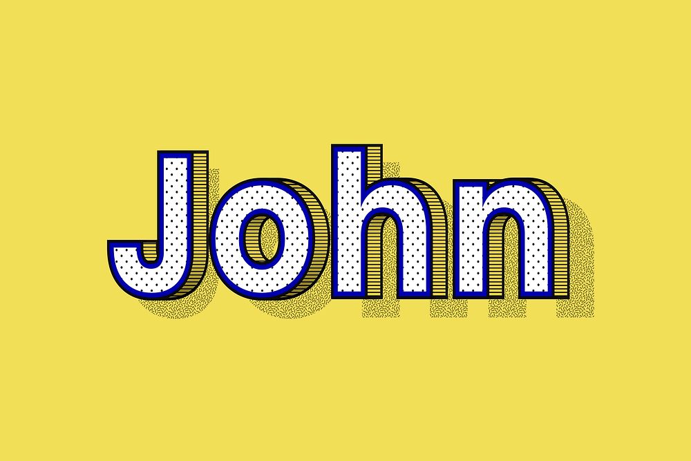 John male name retro polka dot lettering