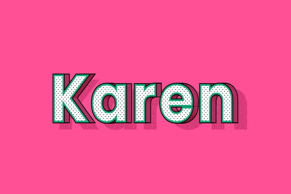 Karen name lettering font shadow retro typography
