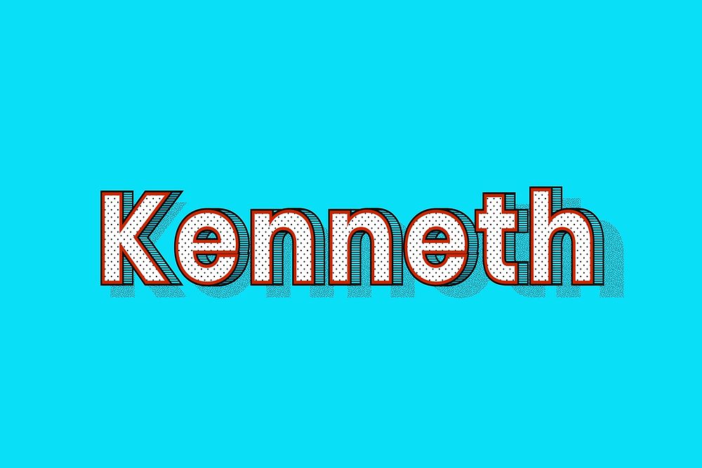 Kenneth name lettering font shadow retro typography