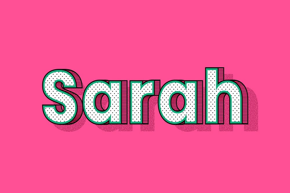 Sarah name dotted pattern font typography