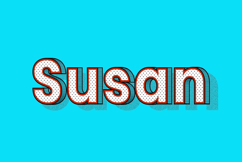 Susan name lettering font shadow retro typography