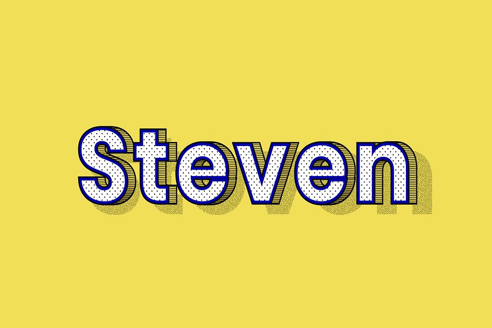 Steven name lettering font shadow retro typography