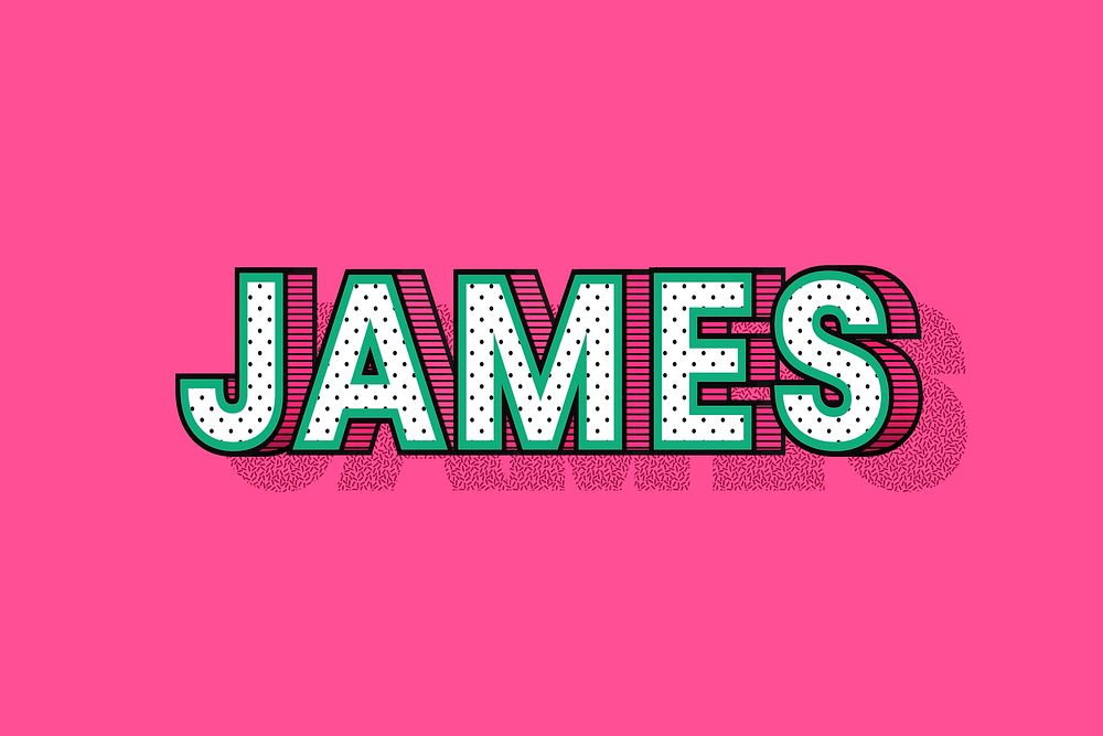 JAMES name lettering font shadow retro typography