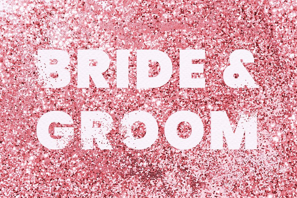 Bride & groom glittery message typography