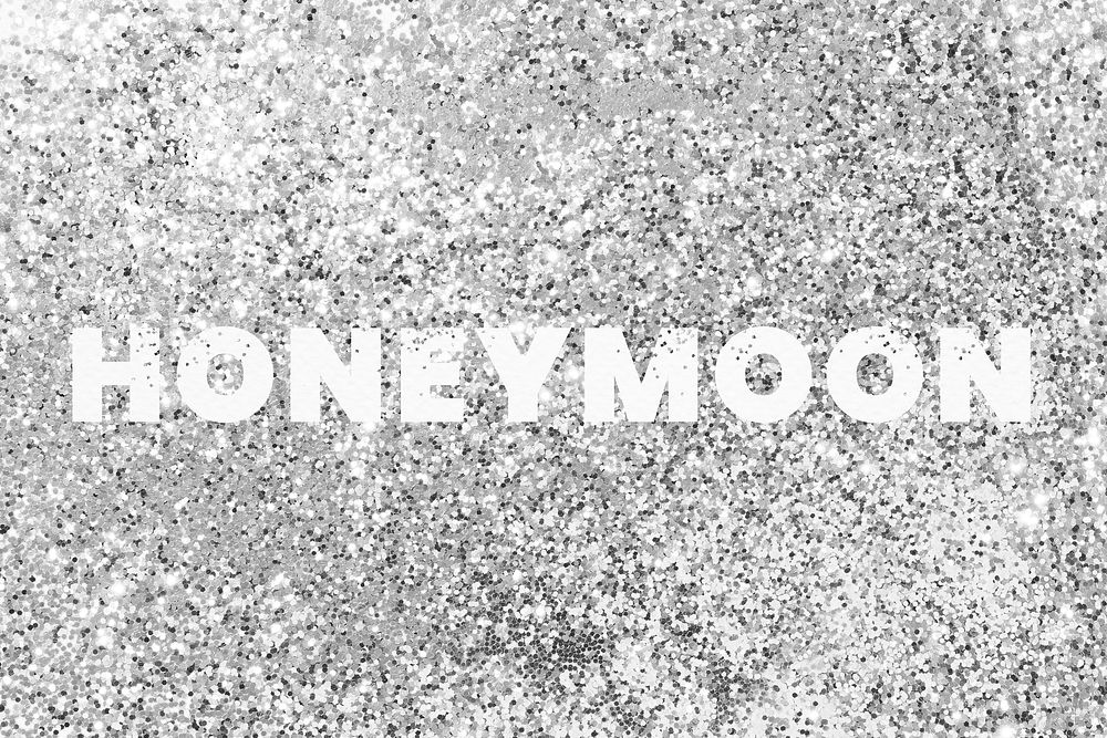 Honeymoon glittery texture word typography