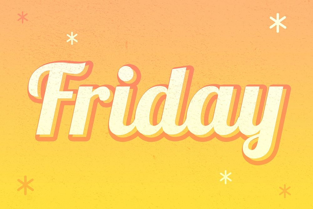 Friday word colorful star patterned typography
