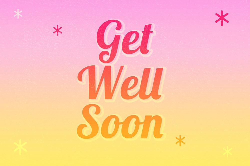 Get well soon word colorful vintage font