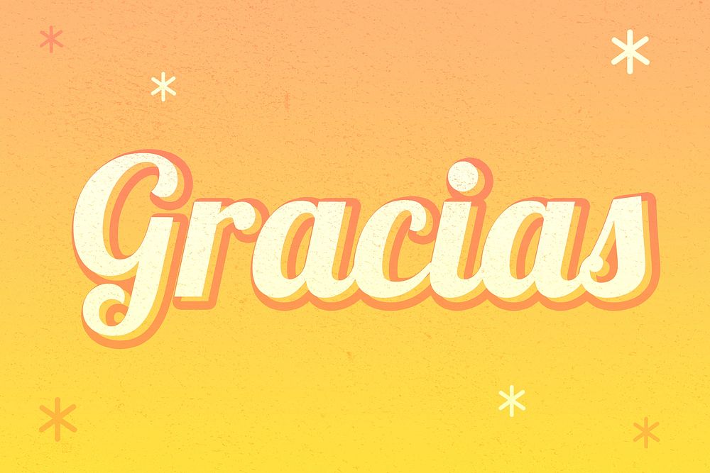 Gracias word colorful star patterned typography