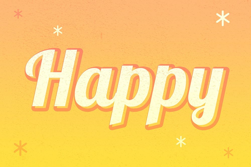 Happy word colorful star patterned typography