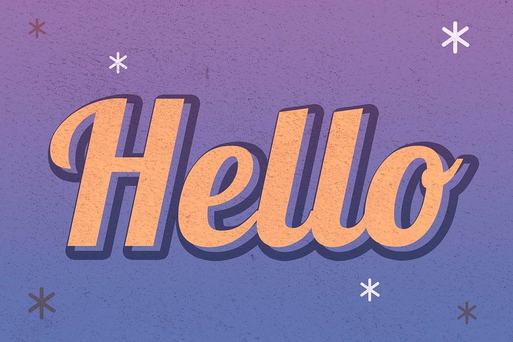 Hello text magical star feminine typography