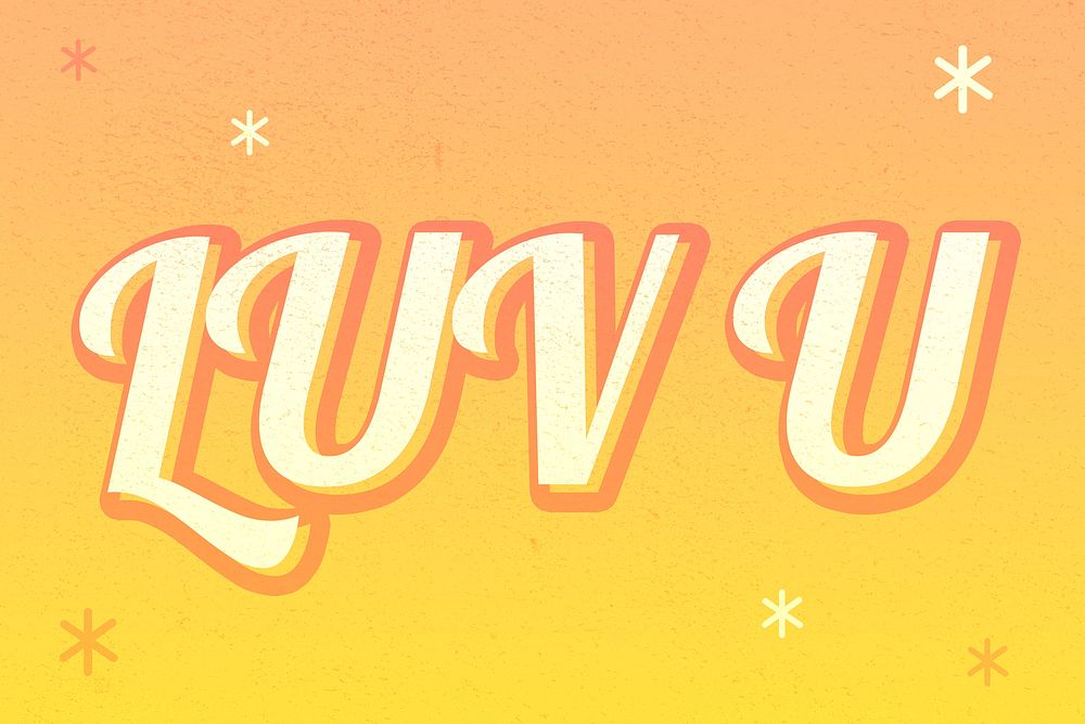 Luv u word colorful star patterned typography