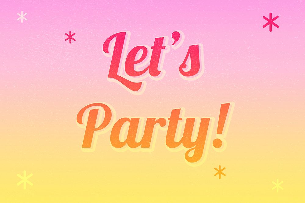 Let's party word colorful star patterned typography