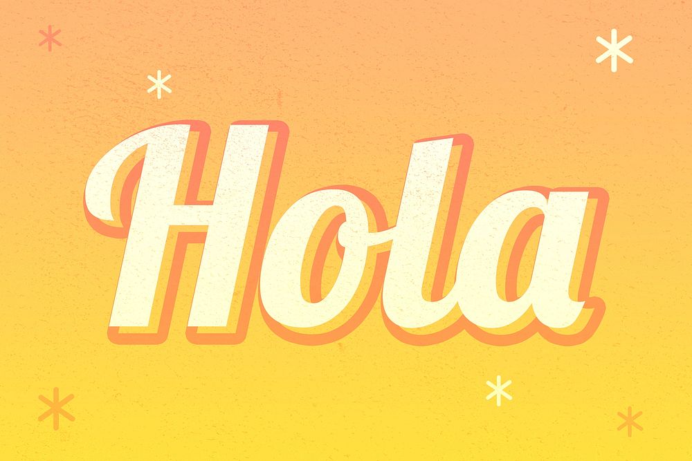 Hola word colorful star patterned typography
