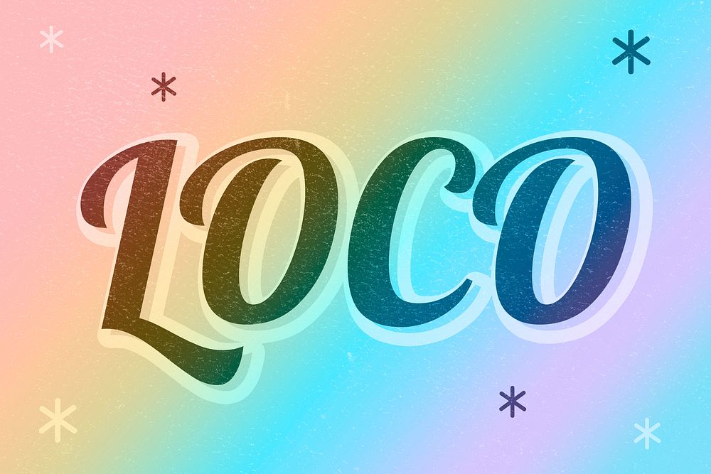 Loco word gay pride rainbow font