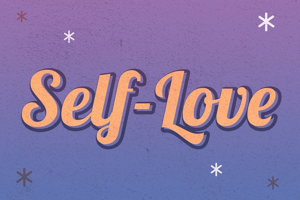 Self-love typography retro purple night sky