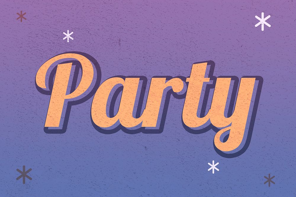 Party typography retro purple night sky
