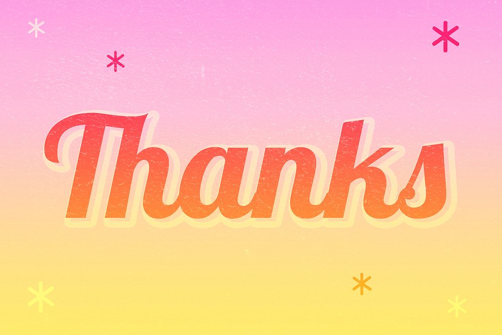 Thanks text dreamy vintage star typography