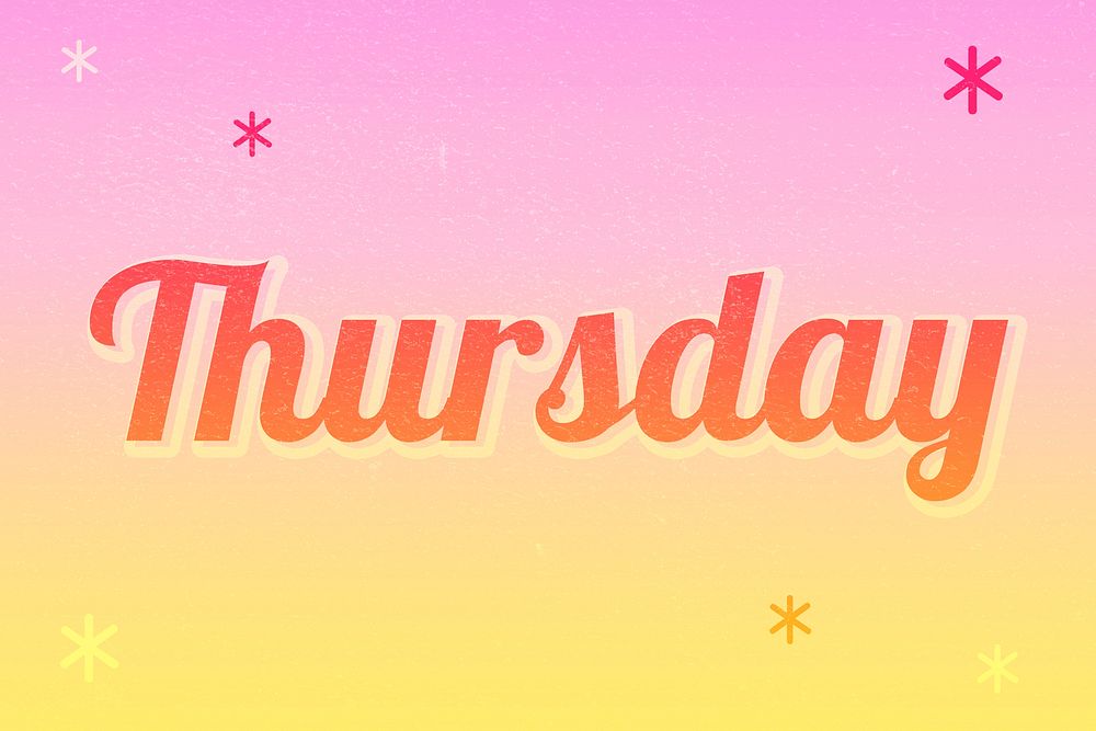 Thursday word colorful star patterned typography