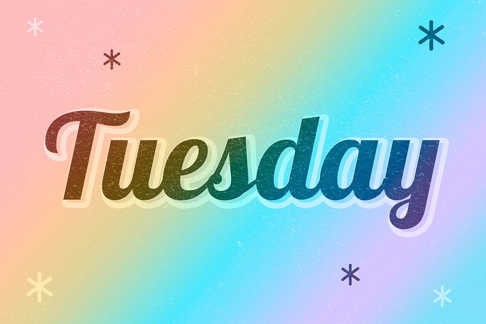 Tuesday word gay pride rainbow font