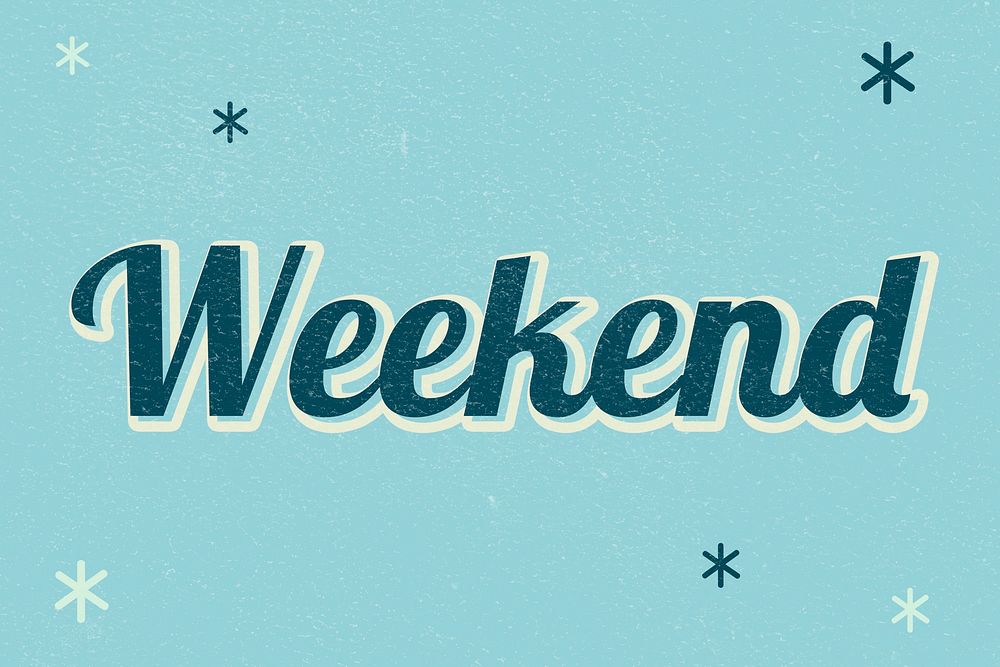 Weekend text magical star feminine typography blue background