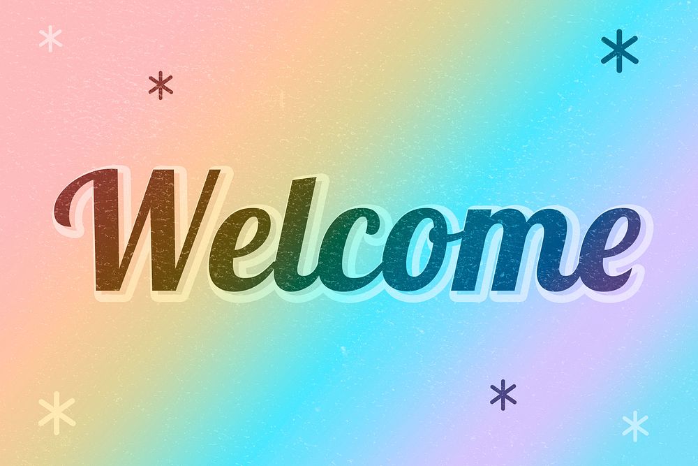 Welcome word gay pride rainbow font