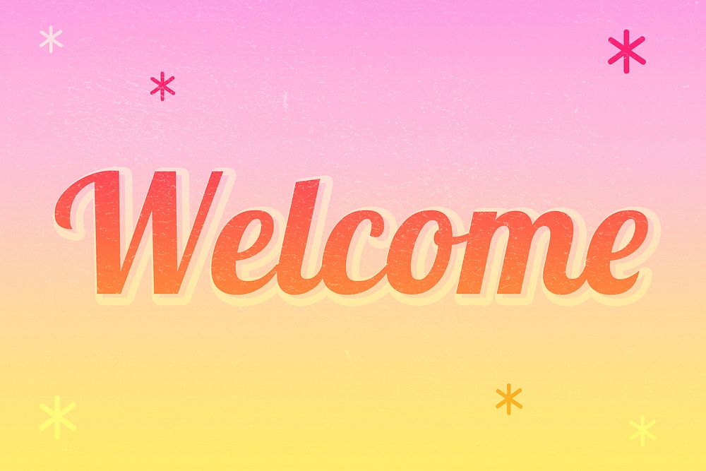 Welcome text magical star feminine typography