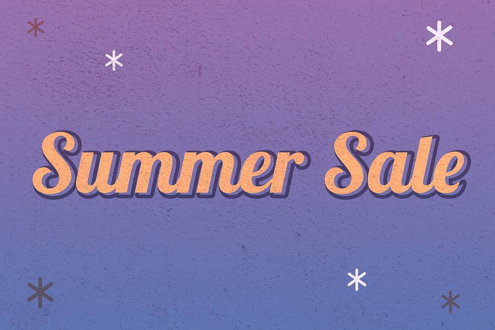 Summer sale typography retro purple night sky