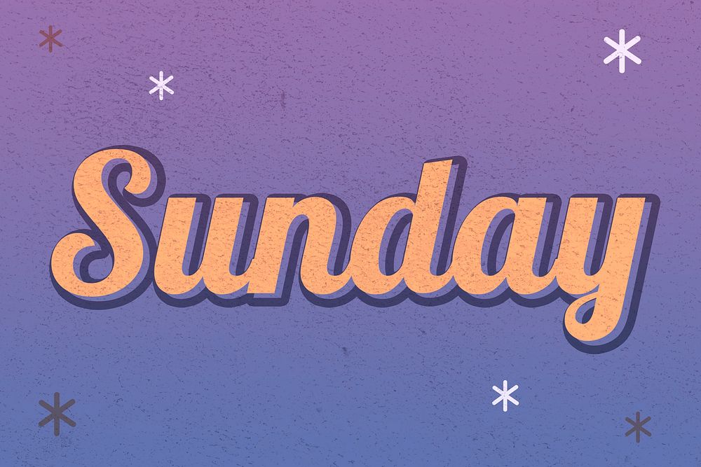 Sunday typography retro purple night sky