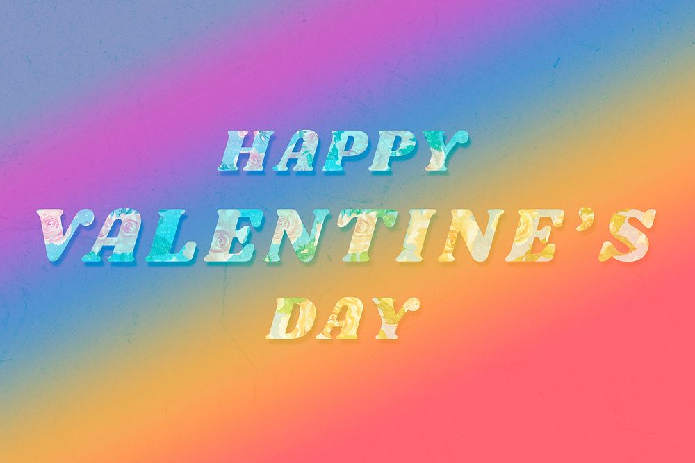 Happy Valentine's day floral pattern font typography