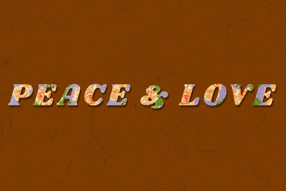 Colorful peace & love typography vintage font