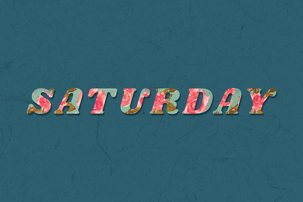 Saturday text retro floral typography
