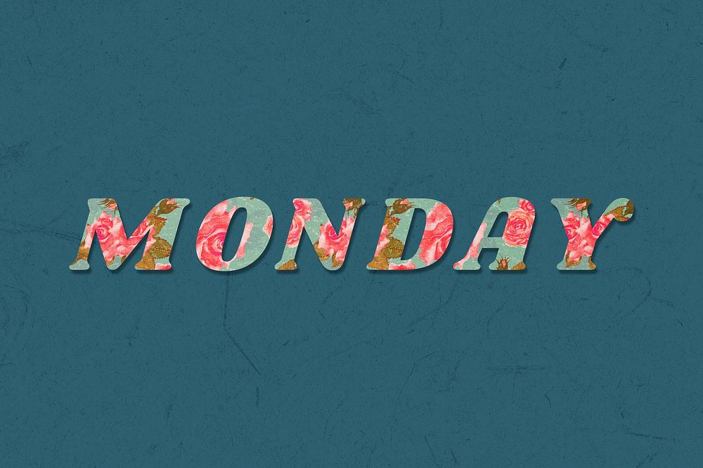 Monday lettering retro floral typography