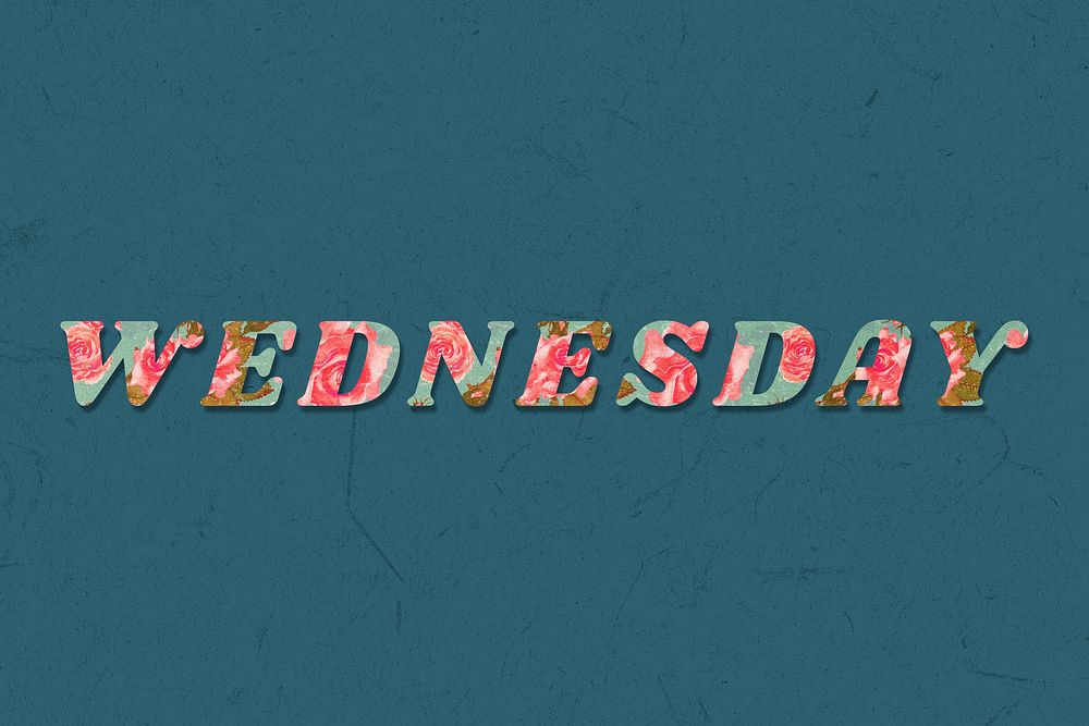 Wednesday day bold floral pattern font