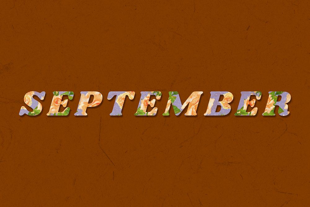Floral September retro pattern typography