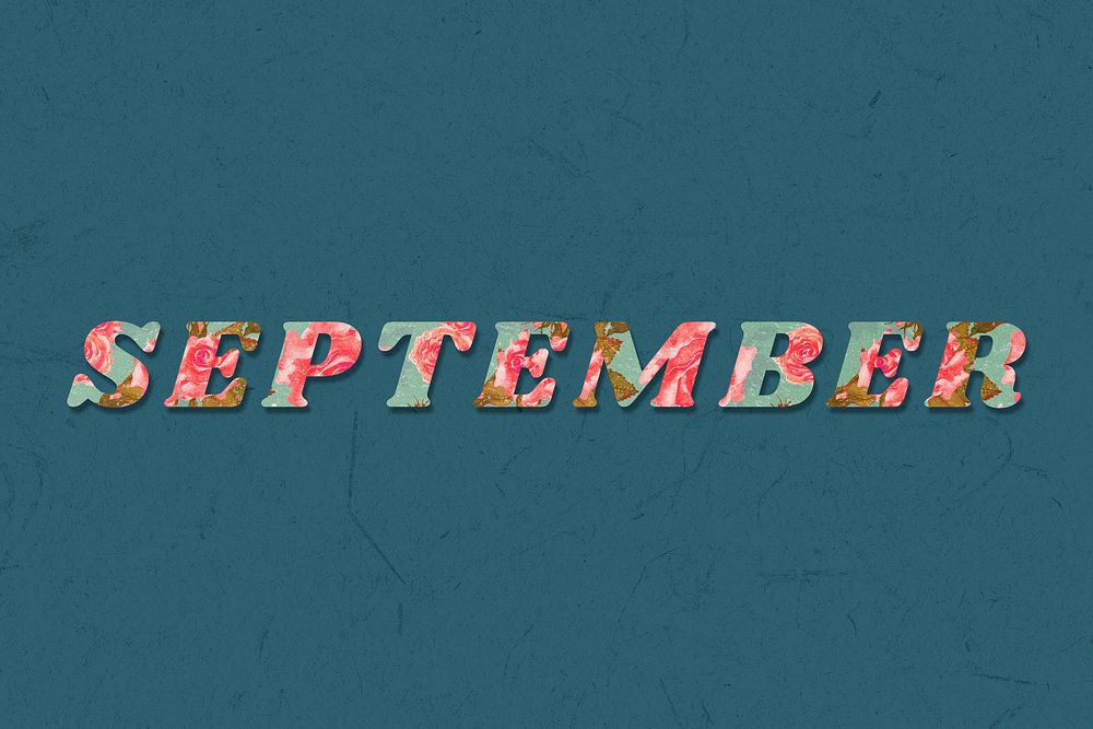 September text retro floral typography