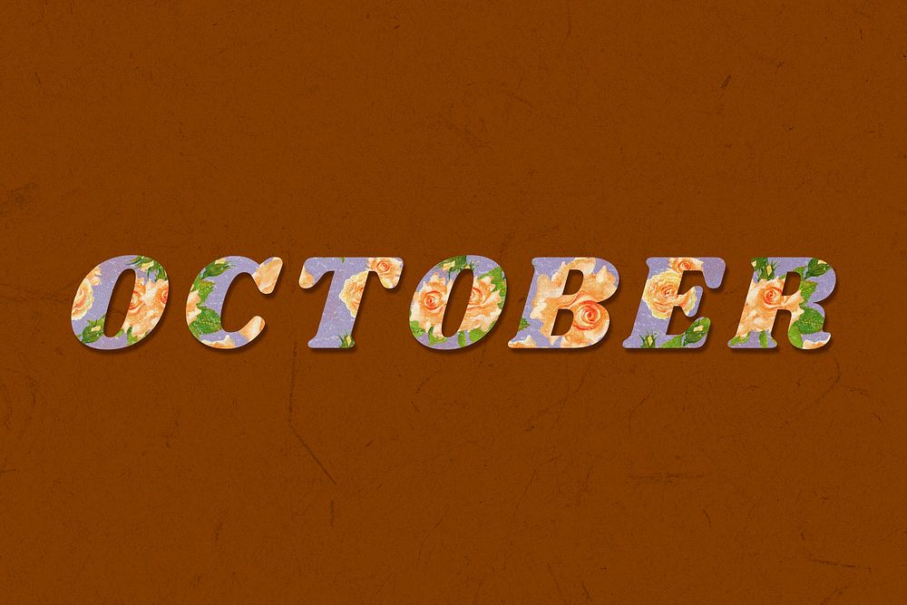 October text retro floral typography