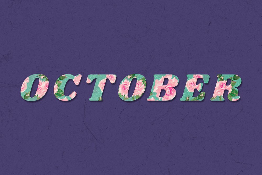 Floral October retro pattern typography