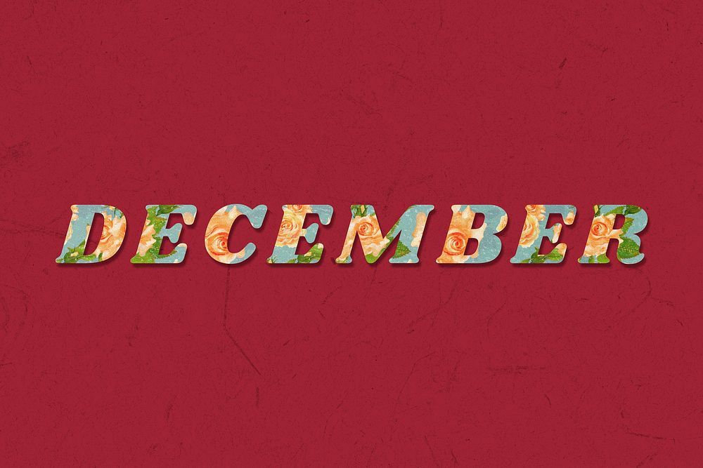 Floral December retro pattern typography