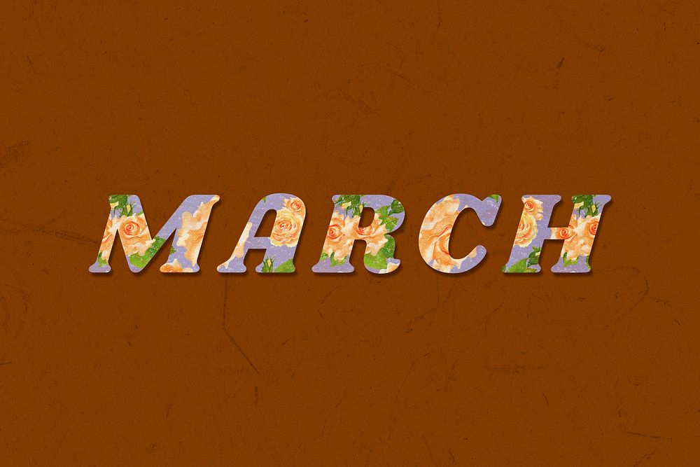 March text retro floral typography