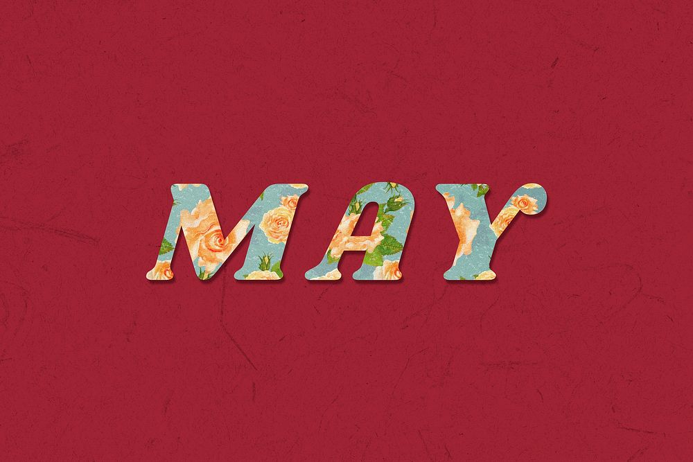 Floral May retro pattern typography