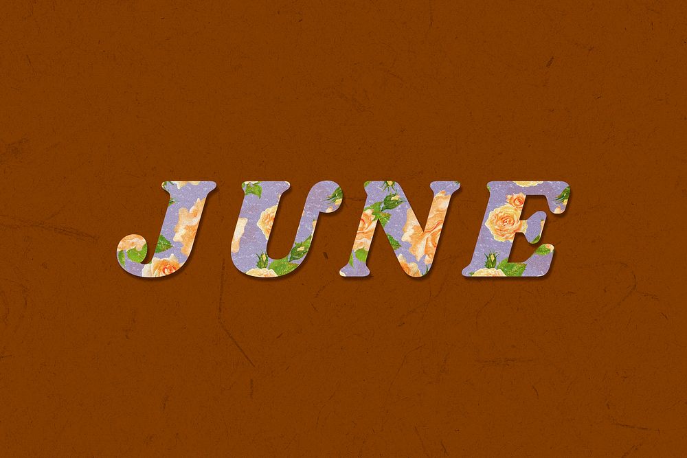 June month bold floral pattern font