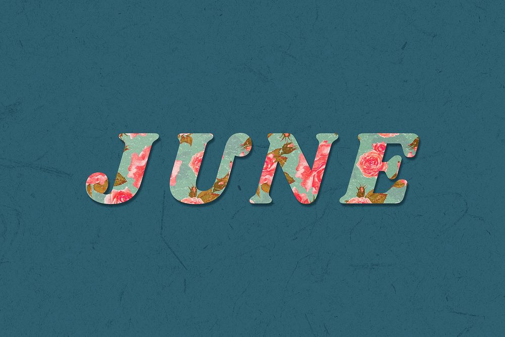 Floral June retro pattern typography
