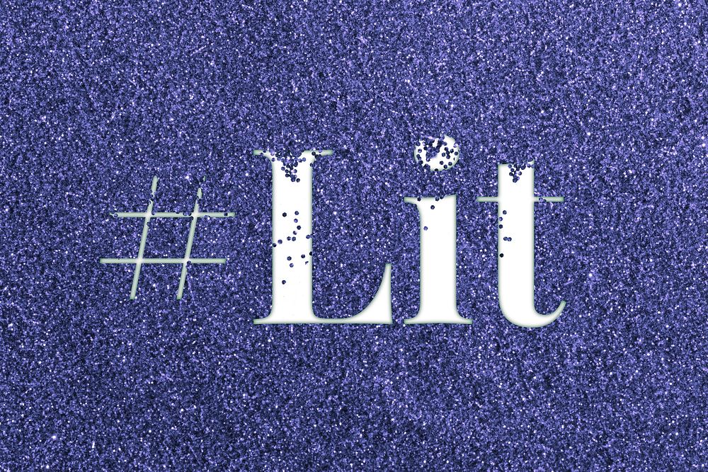 Hashtag lit lettering typography glitter font
