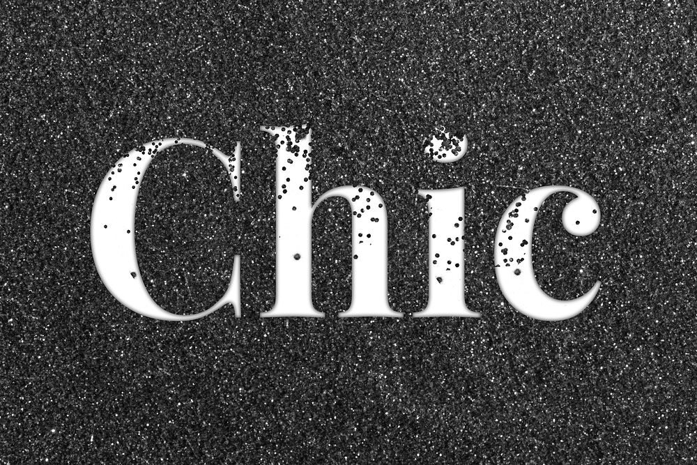 Chic black glitter text typography