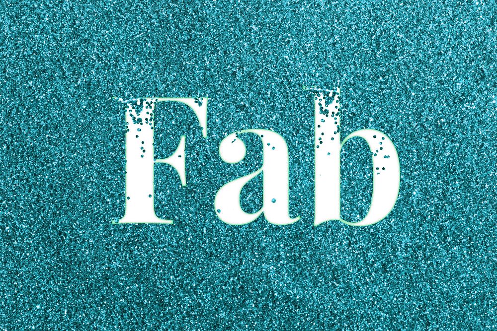 Teal glitter fab text typography festive effect