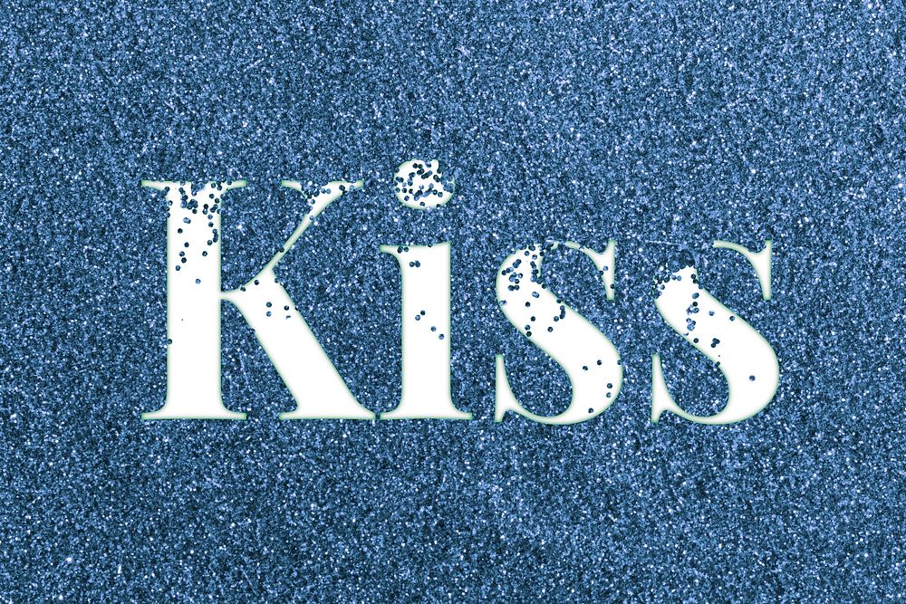 Sparkle kiss glitter word art typography