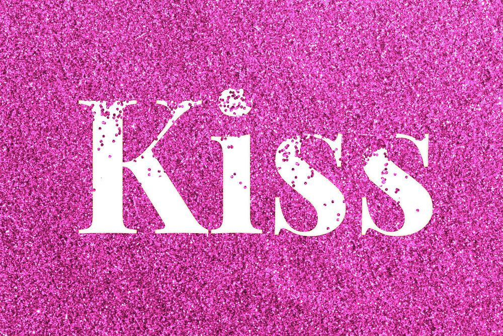 Kiss lettering typography glitter font