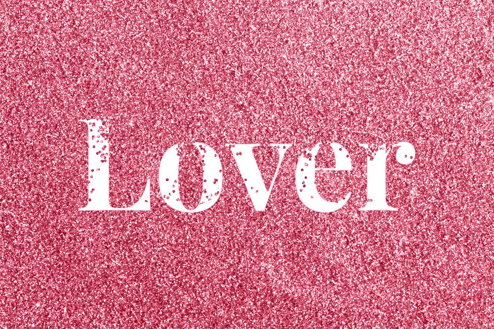 Rose glitter lover text typography festive effect