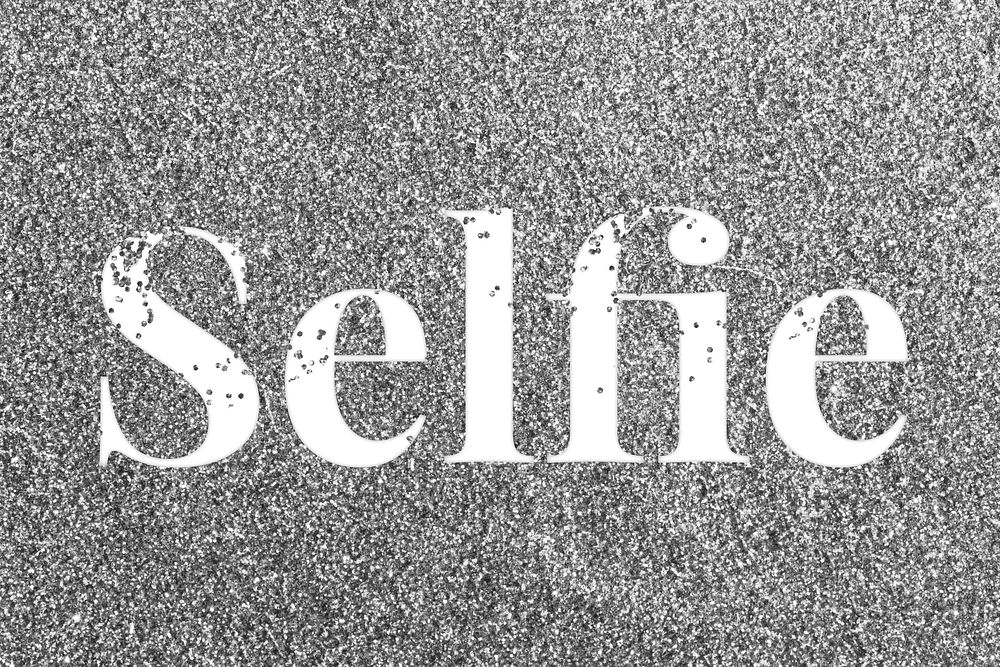Selfie lettering typography glitter font