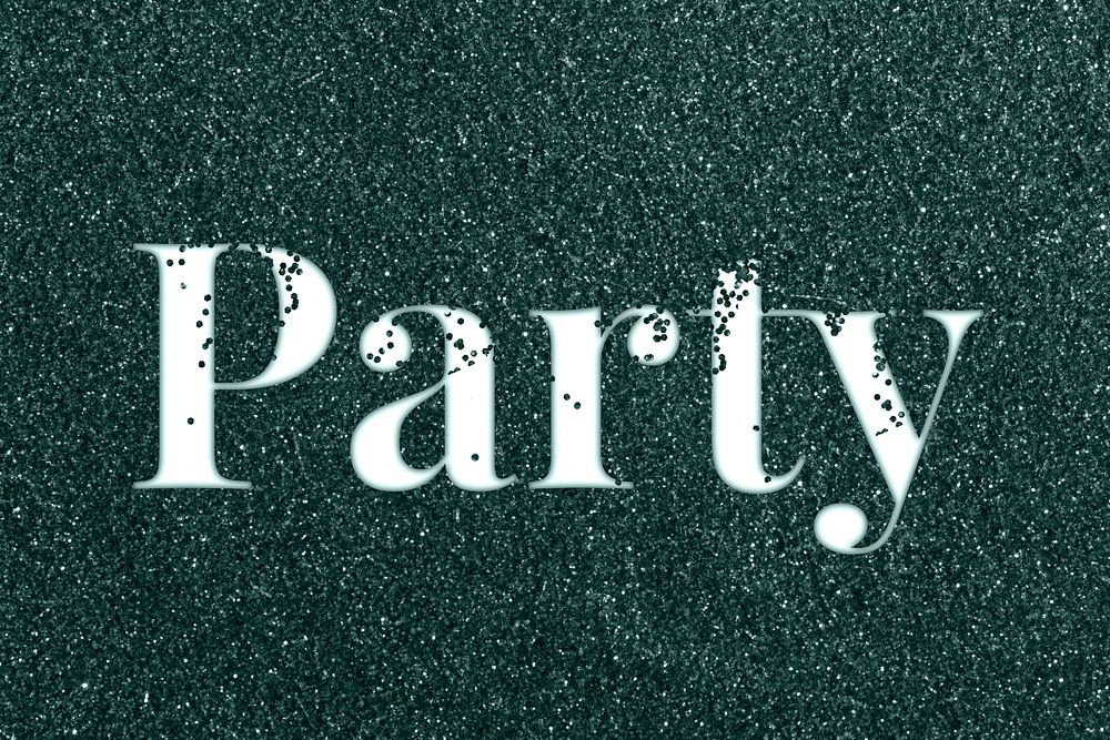 Dark green glitter party lettering typography festive effect